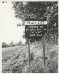 1968. One of Plain City's new signs on Rt. 42 near Pastime Park